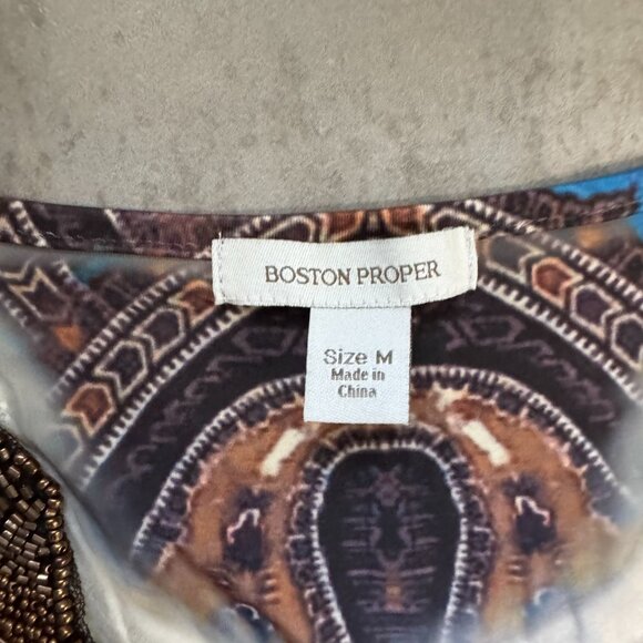 Boston Proper Boho Beaded Dress Multicolor Size M - Picture 3 of 11